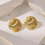 Dented 18K Gold Stainless Steel Anti Tarnish Stud Earring For Women