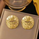 Dented 18K Gold Stainless Steel Anti Tarnish Stud Earring For Women