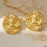 Glossy Dented 18K Gold Stainless Steel Anti Tarnish Stud Earring For Women