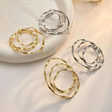 Oval Layers 18K Gold Stainless Steel Stud Earring For Women