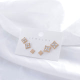 Square Clover 18K Gold Mother Of Pearl Stainless Steel Stud Earring For Women