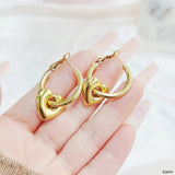 Heart 18K Gold Anti Tarnish Hoop Dangler Earring For Women