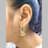 Heart 18K Gold Anti Tarnish Hoop Dangler Earring For Women