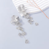 Filigree Flower Layer Silver Anti Tarnish Tassel Dangler Earring For Women