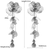 Filigree Flower Layer Silver Anti Tarnish Tassel Dangler Earring For Women