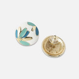 Flower Leaf Enamel White Multicolor 18K Gold Anti Tarnish Stud Earring For Women