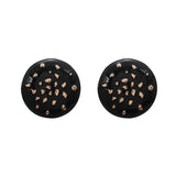 Round Enamel Black 18K Gold Anti Tarnish Stud Earring For Women