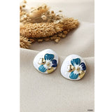 Flower Enamel White 18K Gold Anti Tarnish Stud Earring Women