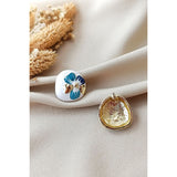 Flower Enamel White 18K Gold Anti Tarnish Stud Earring Women