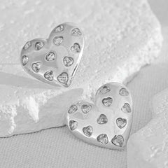 Heart Cubic Zirconia Silver Anti Tarnish Stud Earring For Women