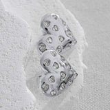 Heart Cubic Zirconia Silver Anti Tarnish Stud Earring For Women