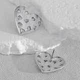 Heart Cubic Zirconia Silver Anti Tarnish Stud Earring For Women