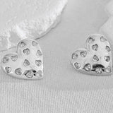 Heart Cubic Zirconia Silver Anti Tarnish Stud Earring For Women