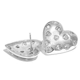 Heart Cubic Zirconia Silver Anti Tarnish Stud Earring For Women