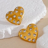 Heart Cubic Zirconia Silver Anti Tarnish Stud Earring For Women