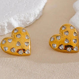 Heart Cubic Zirconia Silver Anti Tarnish Stud Earring For Women