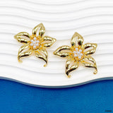 Flower Pearl 18K Gold Anti Tarnish Stud Earring For Women