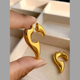 Solid 18K Gold Anti Tarnish Question Earring For Women