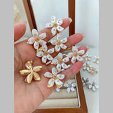 Flower White 18K Gold Mother Of Pearl Anti Tarnish Stud Earring For Women