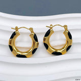 White 18K Gold Enamel Anti Tarnish Hoop Earring For Women