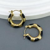 White 18K Gold Enamel Anti Tarnish Hoop Earring For Women