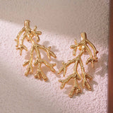 Tree Root Stainless Steel 18K Gold Anti Tarnish Dangler Earring For Women