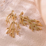 Tree Root Stainless Steel 18K Gold Anti Tarnish Dangler Earring For Women