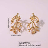 Tree Root Stainless Steel 18K Gold Anti Tarnish Dangler Earring For Women