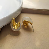 Tear Drop Paisley White 18K Gold Anti Tarnish Stud Hoop Earring For Women