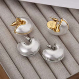 White 18K Gold Pearl Anti Tarnish Hoop Stud Earring For Women