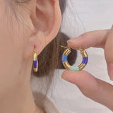 Thick Circle Enamel Multicolour 18K Gold Stainless Steel Anti Tarnish Hoop Earring For Women