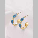 Evil Eye Cubic Zirconia Enamel Blue 18K Gold Stainless Steel Anti Tarnish Hoop Earring For Women