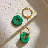 Ring Dark Green 18K Gold Stainless Steel Anti Tarnish Stud Hoop Earring For Women