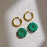 Ring Dark Green 18K Gold Stainless Steel Anti Tarnish Stud Hoop Earring For Women