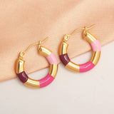 Thick Circle Enamel Multicolour 18K Gold Stainless Steel Anti Tarnish Hoop Earring For Women