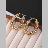 Chunky Oval 18K Gold Stainless Steel Anti Tarnish Hoop Earring For Women