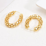 Chunky Oval 18K Gold Stainless Steel Anti Tarnish Hoop Earring For Women