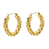 Chunky Oval 18K Gold Stainless Steel Anti Tarnish Hoop Earring For Women