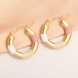 Thick Circle Enamel Multicolour 18K Gold Stainless Steel Anti Tarnish Hoop Earring For Women