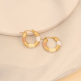 Thick Circle Enamel Multicolour 18K Gold Stainless Steel Anti Tarnish Hoop Earring For Women