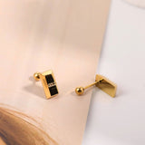 Tiny Glossy 18K Gold Stainless Steel Anti Tarnish Stud Earring For Women