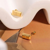 Tiny Glossy 18K Gold Stainless Steel Anti Tarnish Stud Earring For Women