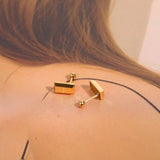 Tiny Glossy 18K Gold Stainless Steel Anti Tarnish Stud Earring For Women