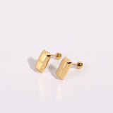 Tiny Glossy 18K Gold Stainless Steel Anti Tarnish Stud Earring For Women