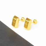 Tiny Glossy 18K Gold Stainless Steel Anti Tarnish Stud Earring For Women