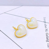 Heart Pearl White 18K Gold Stainless Steel Anti Tarnish Stud Earring For Women