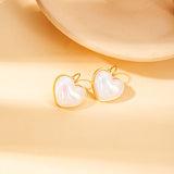 Heart Pearl White 18K Gold Stainless Steel Anti Tarnish Stud Earring For Women