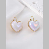 Heart Pearl White 18K Gold Stainless Steel Anti Tarnish Stud Earring For Women