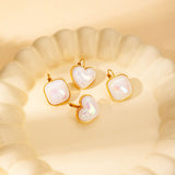 Heart Pearl White 18K Gold Stainless Steel Anti Tarnish Stud Earring For Women