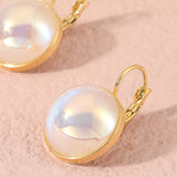 Heart Pearl White 18K Gold Stainless Steel Anti Tarnish Stud Earring For Women